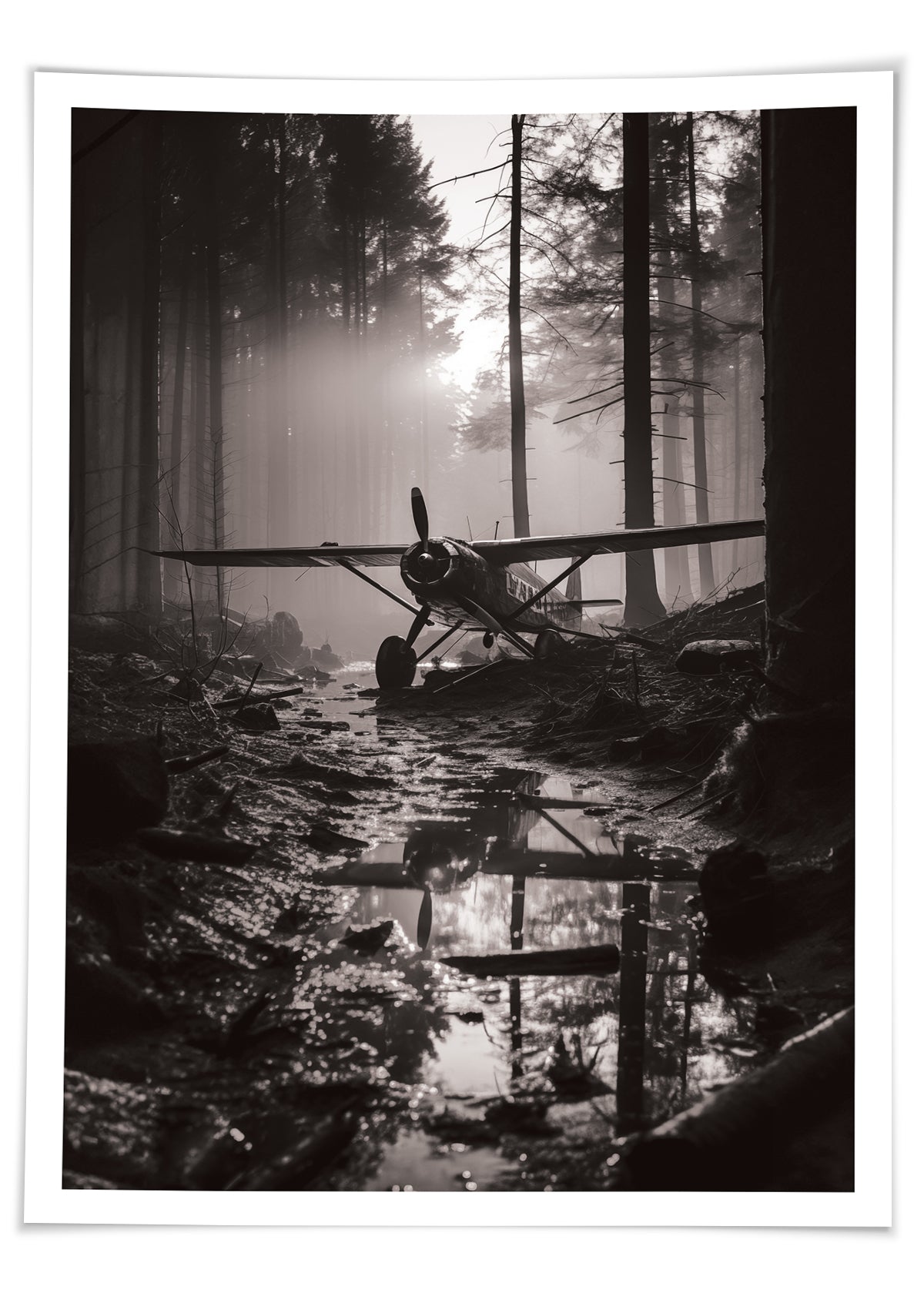 Forest plane Svartvit