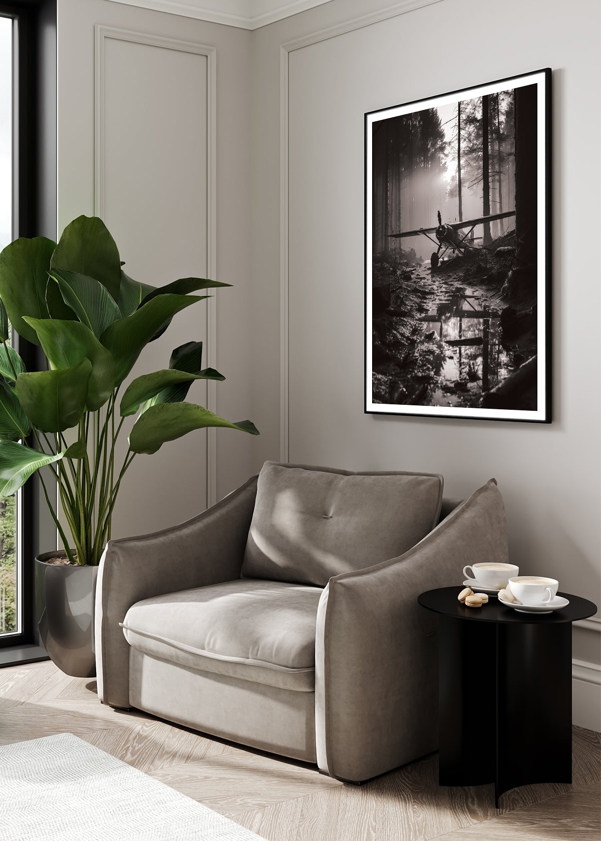 Forest plane Svartvit