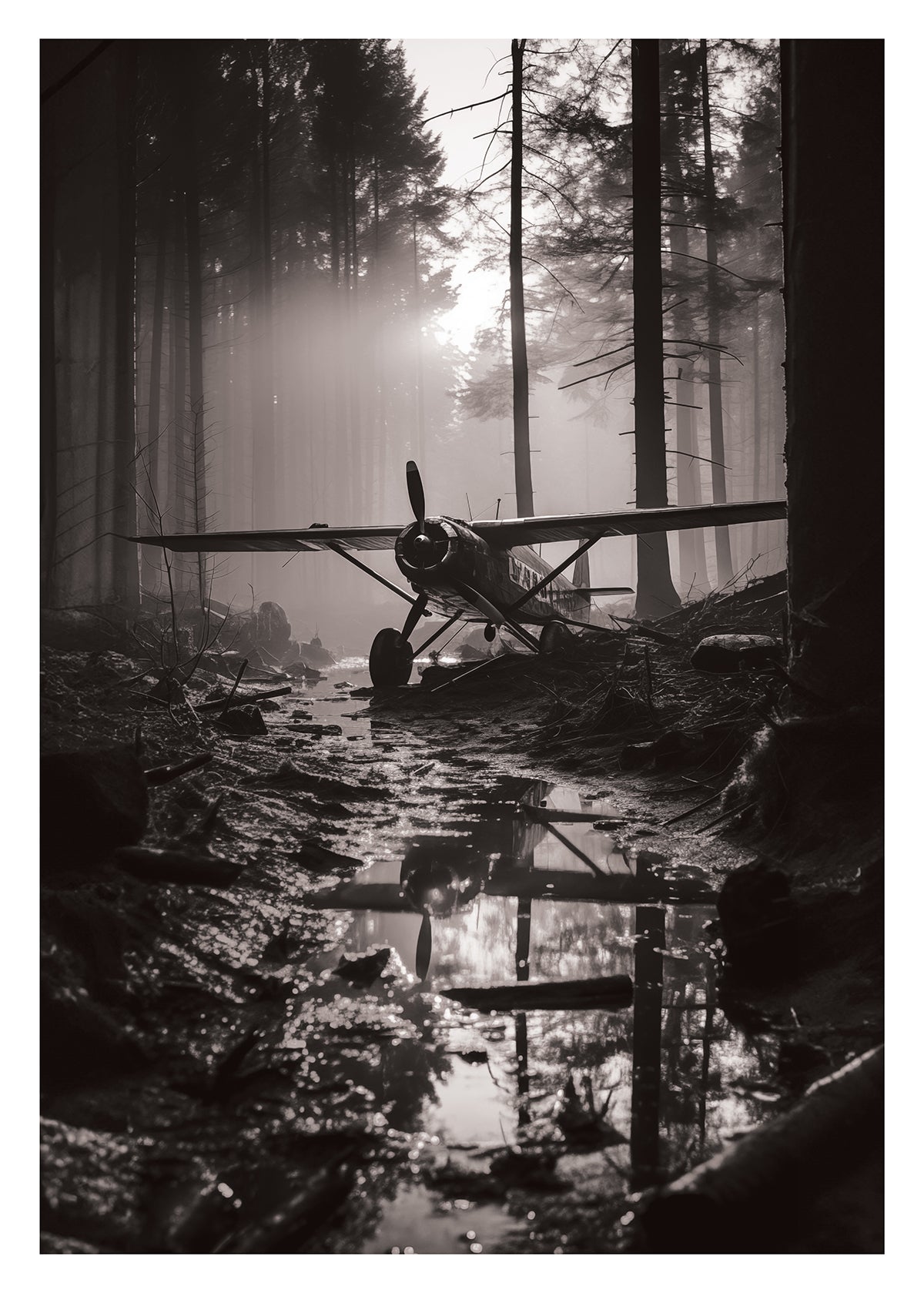 Forest plane Svartvit