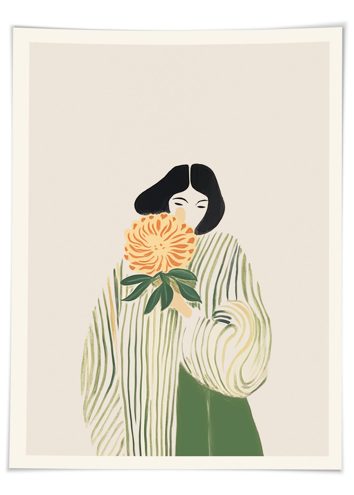 Lady smelling flower