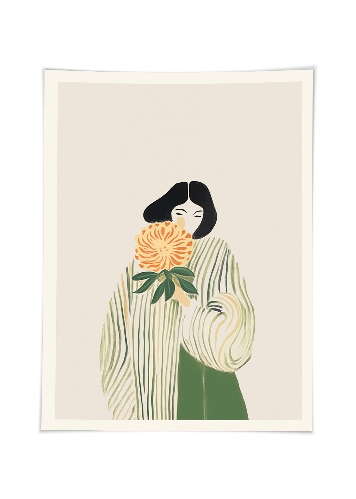 Lady smelling flower