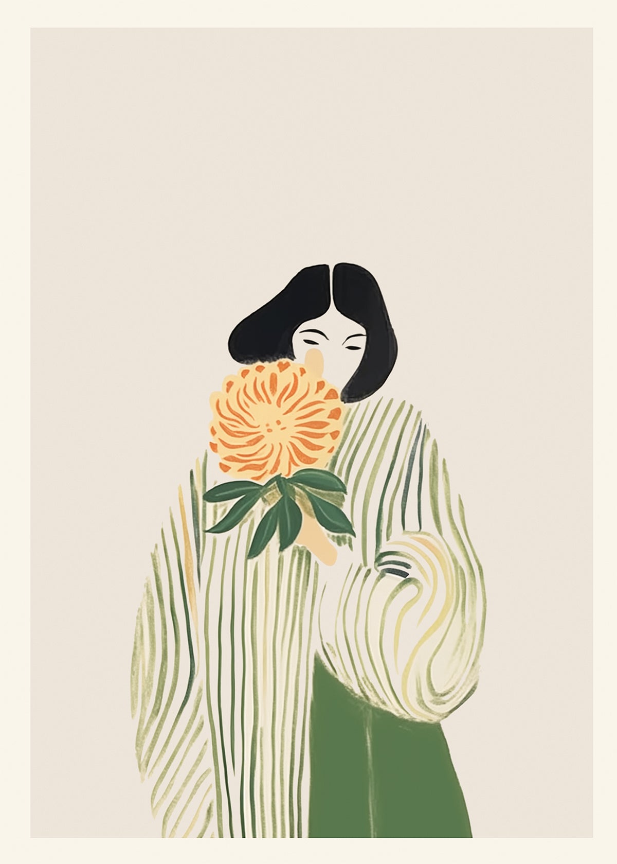 Lady smelling flower