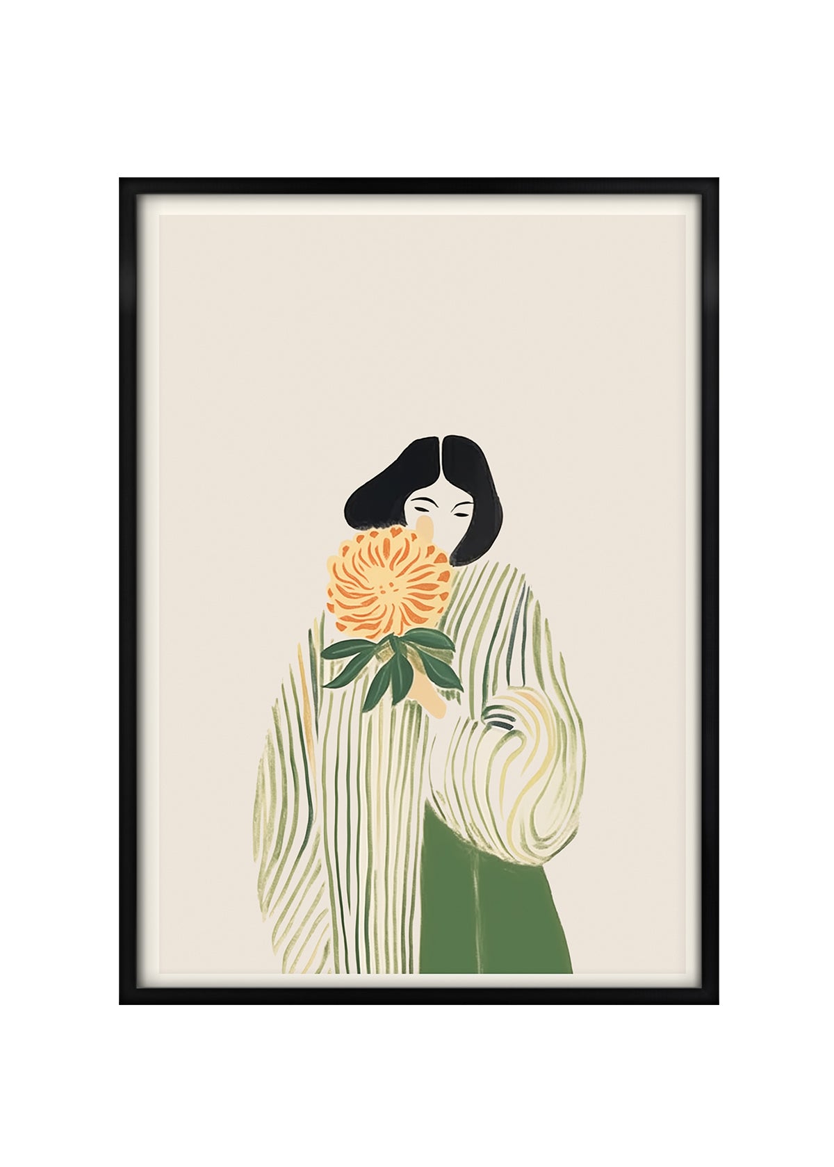 Lady smelling flower